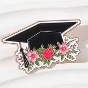 🎓 Graduation - Pink Flowers - Enamel Pin